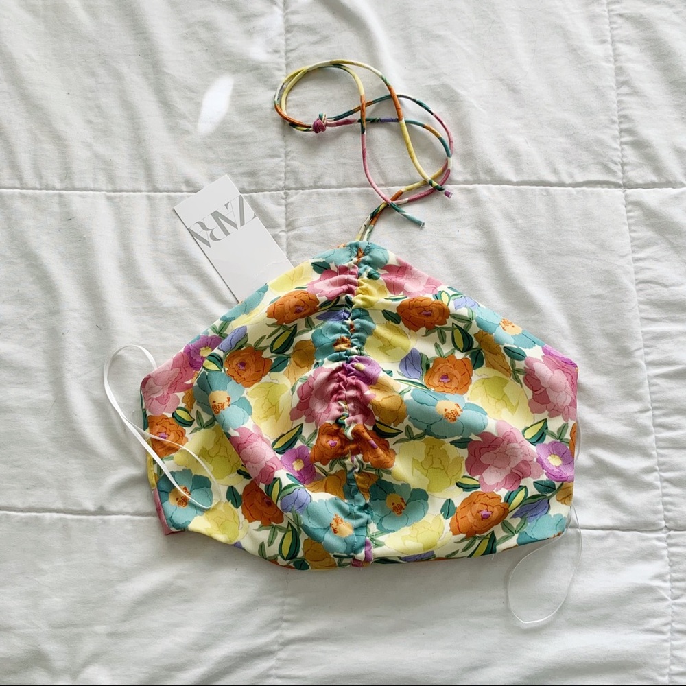 Zara floral halter crop top